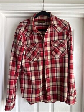 Iron Heart UHF Red & Cream Plaid Western Button-Down Shirt
